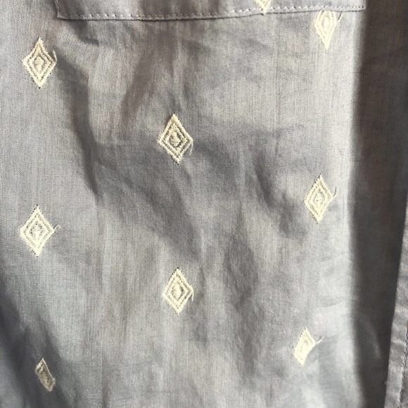 Ann Taylor Loft NWT The Softened Thin Lightweight Blue Diamond Pattern Blouse S - Picture 7 of 11